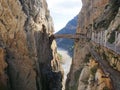 Royal Trail (Caminito del Rey) in gorge Chorro, Malaga province, Spain Royalty Free Stock Photo