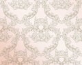 Royal victorian pattern ornament. Vector Rich rococo backgrounds. Pale pink colors