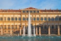 Royal villa with fountain and water in monza in italy Royalty Free Stock Photo