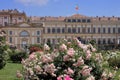 Royal villa and rose plants in monza city in italy Royalty Free Stock Photo