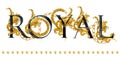 Royal. vintage gold damask curl script. love text.