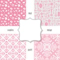 Royal vintage seamless pattern set in pastel pink. Vector Royalty Free Stock Photo