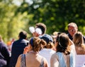 Royal Wedding atmosphere in Windsor woman with funny antenna