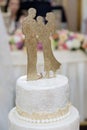 Royal wedding cake with candle Royalty Free Stock Photo