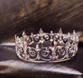Royal white gold crown with fleur de lys elements. Luxury Royalty Free Stock Photo