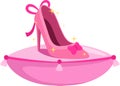 Cartoon Pink Princess Shoe On A Pillow