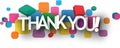 THANK YOU! banner on overlapping colorful squares Royalty Free Stock Photo