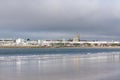 Royan, the beach, with the cathedral Royalty Free Stock Photo