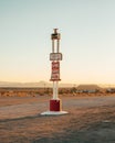 Roys Gasoline sign in Amboy, on Route 66 in the Mojave Desert of California