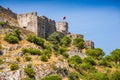 Rozafa Castle rises imposingly on rocky hill in Shkoder city, Albania Royalty Free Stock Photo