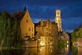 Rozenhoedkaai in Bruges at night Royalty Free Stock Photo