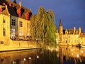 Rozenhoedkaai in the historical centre of Bruges by night, Belgium Royalty Free Stock Photo