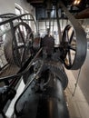 Rozewie, Poland, May 13, 2022: The building of the old engine room at the Rozewie lighthouse, containing a locomotive, generator,
