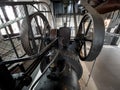 Rozewie, Poland, May 13, 2022: The building of the old engine room at the Rozewie lighthouse, containing a locomotive, generator,