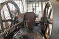 Rozewie, Poland - May 13, 2022: Engine room in museum of Baltic Sea lighthouse in Rozewie village