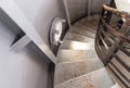 Rozewie, Poland, May 12, 2022: Metal spiral staircase in Rozewie lighthouse on the Baltic Sea Royalty Free Stock Photo