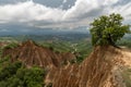 Rozhen pyramids -a unique pyramid shaped mountains cliffs in Bulgaria Royalty Free Stock Photo