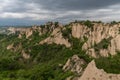 Rozhen pyramids -a unique pyramid shaped mountains cliffs in Bulgaria Royalty Free Stock Photo