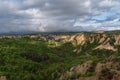 Rozhen pyramids -a unique pyramid shaped mountains cliffs in Bulgaria