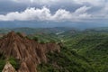 Rozhen pyramids -a unique pyramid shaped mountains cliffs in Bulgaria Royalty Free Stock Photo