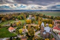 Roztoka Castle - autumn aerial photo Royalty Free Stock Photo