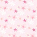 Rozy pink tones seamless chamomile abstract pattern. Creative stylized print