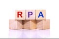 RPA, Automation of robotic processes. The inscription on the cubes Royalty Free Stock Photo