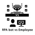 RPA bot vs employee glyph icon