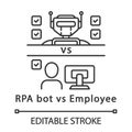 RPA bot vs employee linear icon