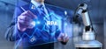RPA Robotic process automation. Business industrial technology concept. Cobot 3d render