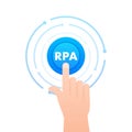 RPA Robotic process automation innovation. Robots and ai. Artificial Intelligence. Chat bot. Vector stock illustration Royalty Free Stock Photo