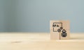 RPA Robotic process automation innovation technology concept. Wooden cube with Robot, Operating, and Artificial intelligence AI Royalty Free Stock Photo