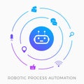 RPA - Robotic Process Automation, innovation technology vector icon concept. Training a AI robot with artificial intelligence Royalty Free Stock Photo