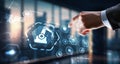RPA Robotic Process Automation system. Artificial intelligence concept