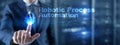 RPA Robotic Process Automation. Technology concept on virtual screen. Ai algorithm analyze Business.