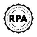 RPA Robotic Process Automatisation - form of business process automation technology based on metaphorical software robots or on Royalty Free Stock Photo