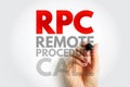 RPC Remote Procedure Call acronym concept with marker. Technology communication method for executing procedures on remote systems Royalty Free Stock Photo