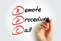 RPC - Remote Procedure Call acronym, technology concept background