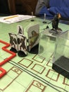 RPG miniatures on hand drawn map, close