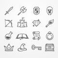 RPG PC game line icons Royalty Free Stock Photo