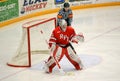 RPI Goalie #33 in NCAA Hockey Game Royalty Free Stock Photo