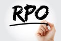 RPO - Recruitment Process Outsourcing acronym with marker, concept background