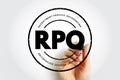 RPO Recruitment Process Outsourcing - when a company transfers all or part of its permanent recruitment to an external provider,