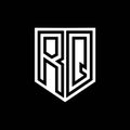 RQ Logo monogram shield geometric black line inside white shield color design