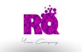 RQ R Q Dots Letter Logo with Purple Bubbles Texture.