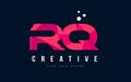 RQ R Q Letter Logo with Purple Low Poly Pink Triangles Concept