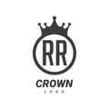 RR Letter Logo Design with Circular Crown