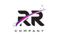 RR R Black Letter Logo Design with Purple Magenta Swoosh Royalty Free Stock Photo