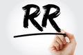 RR - Resource Rent acronym with marker, business concept background