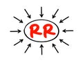 RR Resource Rent - surplus value after all costs and normal returns have been accounted for, acronym text concept with arrows